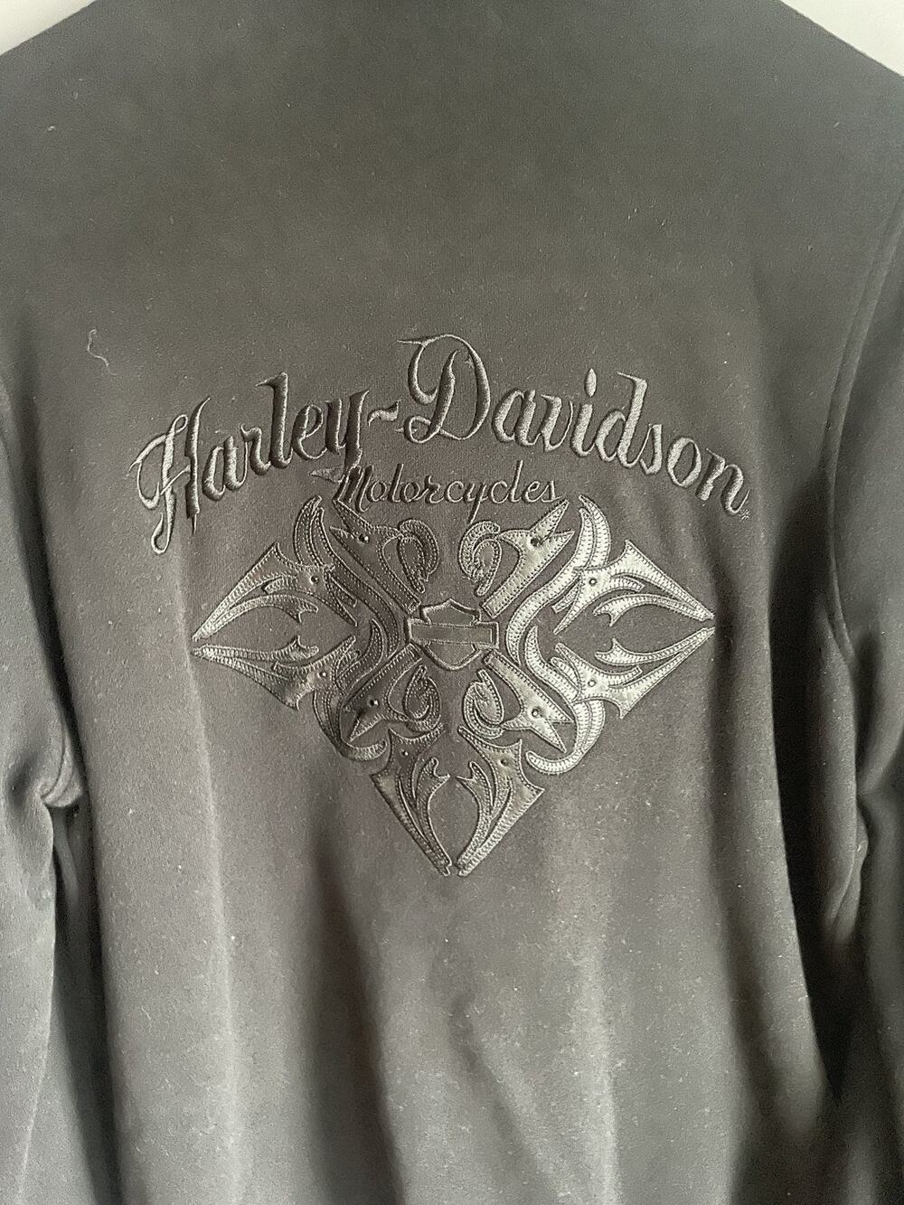Harley Davidson Womens L Black Double Breasted Jacket Detachable Sherpa Hood